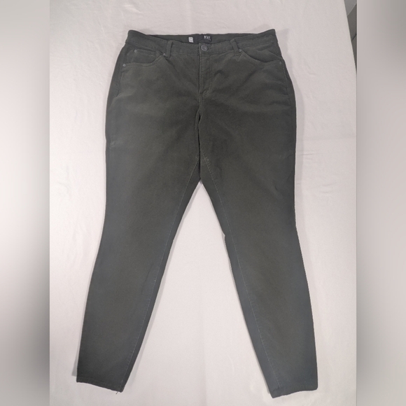 KUT FROM THE KLOTH High Rise Diana Fab Ab Skinny Green Corduroy Pant Size 16W - Picture 2 of 12